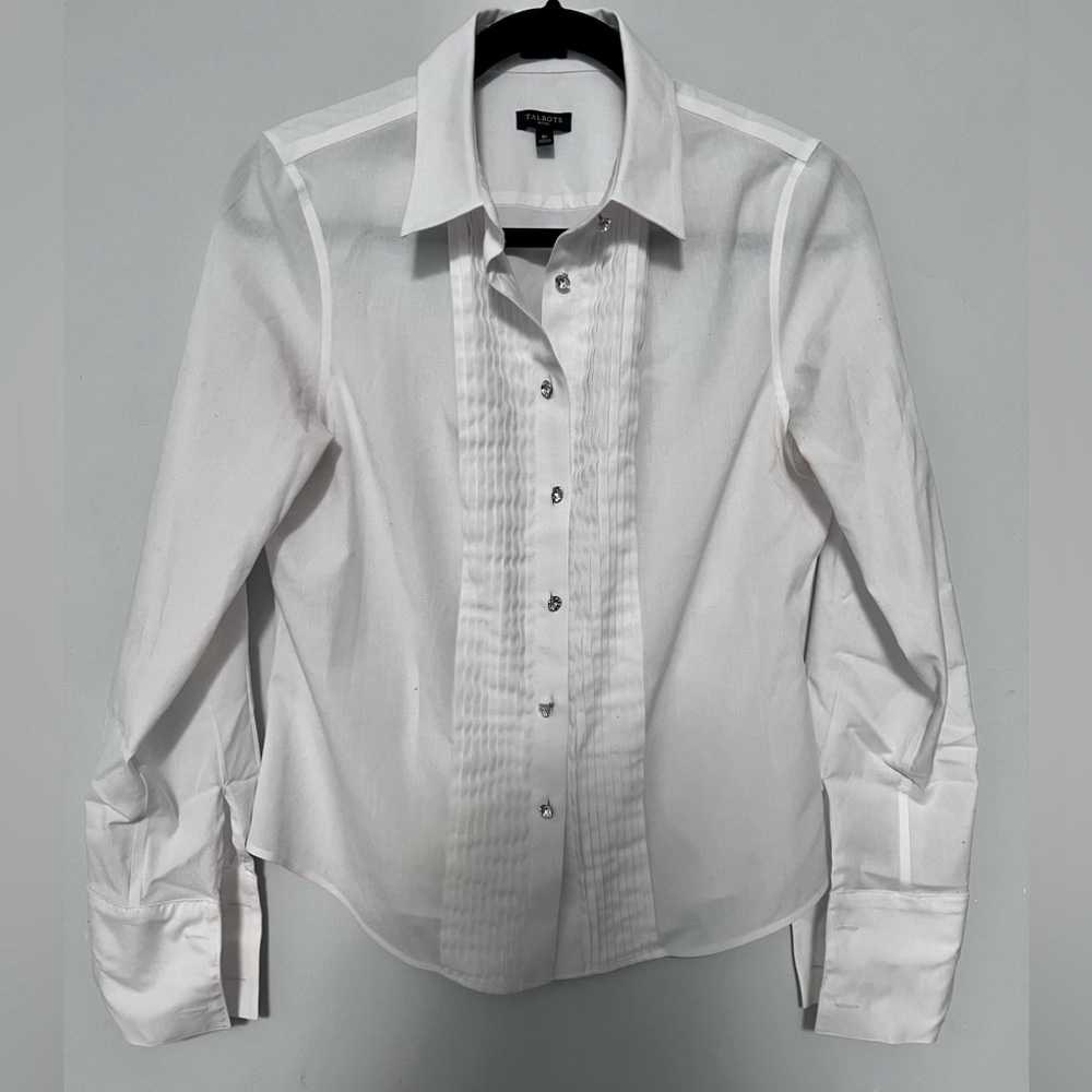 Talbots White Pleated Front Men's Dress Shirt